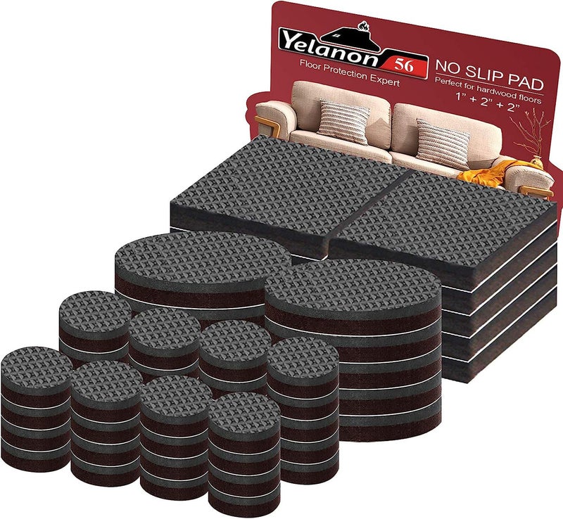 Yelanon Non Slip Furniture Pads -56 pcsï¼ˆ1+2ï¼‰â€ Furniture Grippers, Non Skid Furniture Legs,Self Adhesive Rubber Furniture Feet, Anti Slide Furniture Hardwood Floor Protector for Keep Couch Stoppers - Image 1
